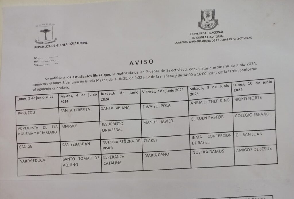La UNGE publica los horarios de la matrícula de la selectividad para los estudiantes libres, convocatoria de junio 2024