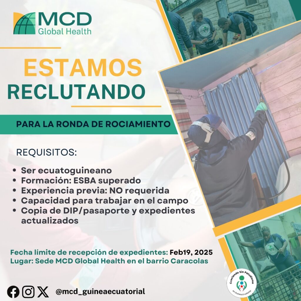 MCD Global Health abre convocatoria de empleo para su proyecto de eliminación del paludismo en Bioko