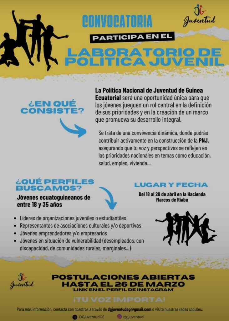 Convocatoria Abierta para Participar en el Laboratorio de Política Juvenil de Guinea Ecuatorial